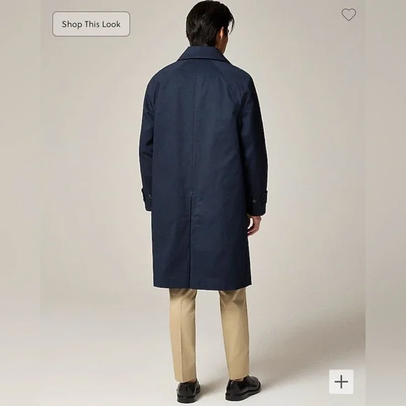 Mens JCrew Navy Blue Trench Coat Rivington car coat rain jacket size 38S - Picture 3 of 13